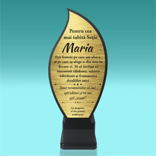 Trofeu Plexiglas – Personalizat prin Gravură Laser, Cadou pentru Soție [ #0727 ]