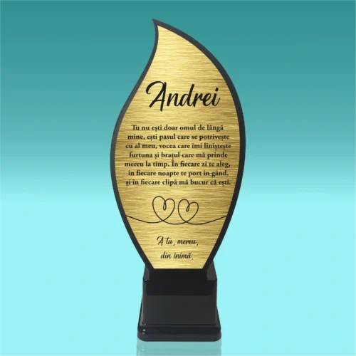 Trofeu Plexiglas – Personalizat prin Gravură Laser, Cadou pentru Iubit [ #0739 ]