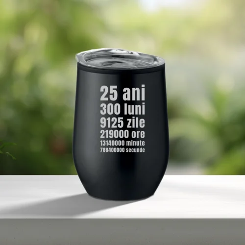 Termos mic personalizabil prin imprimare, Aniversarea vârstei de 25 de ani [ #0813 ]