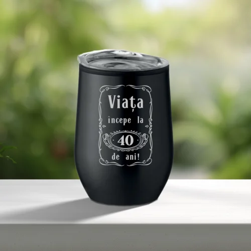 Termos mic personalizabil prin imprimare, Aniversarea vârstei de 40 de ani [ #0835 ]