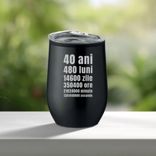 Termos mic personalizabil prin imprimare, Aniversarea vârstei de 40 de ani [ #0837 ]