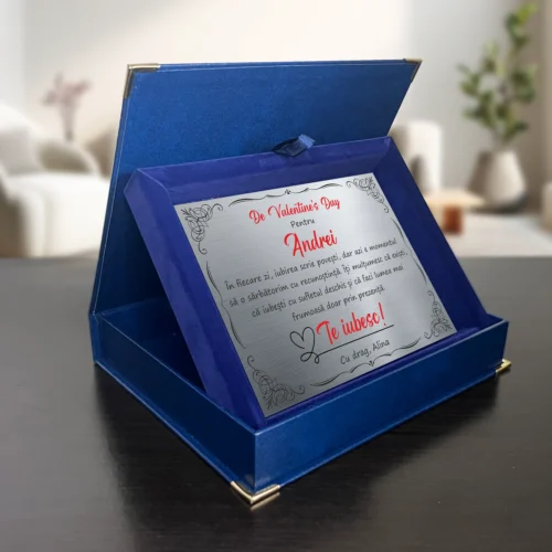 Diplomă din catifea personalizabilă prin imprimare, Cadou de Valentine’s Day [ #1009 ]