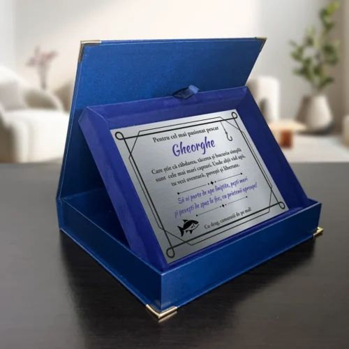 Diplomă din catifea personalizabilă prin imprimare, Cadou pentru Pescar [ #1025 ]