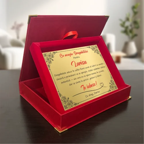 Diplomă din catifea personalizabilă prin imprimare, Cadou de Dragobete [ #1007 ]
