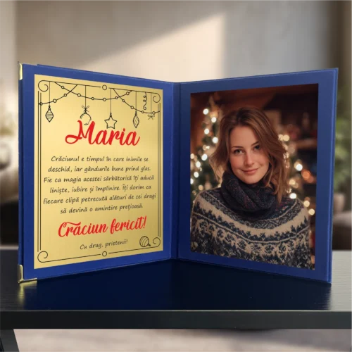 Diplomă din catifea tip carte personalizabilă prin imprimare, Cadou de Crăciun [ #1004 ]