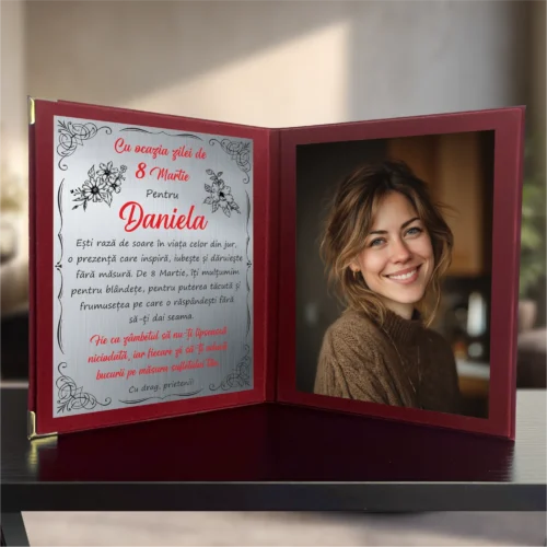 Diplomă din catifea tip carte personalizabilă prin imprimare, Cadou de 8 Martie [ #1002 ]