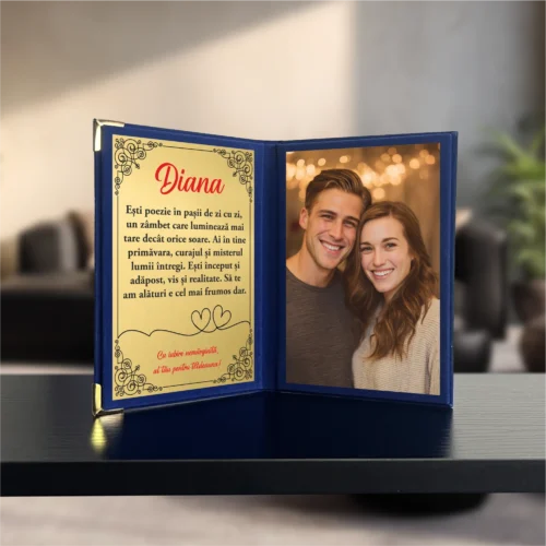 Diplomă din catifea tip carte personalizabilă prin imprimare, Cadou pentru Iubită [ #1000 ]