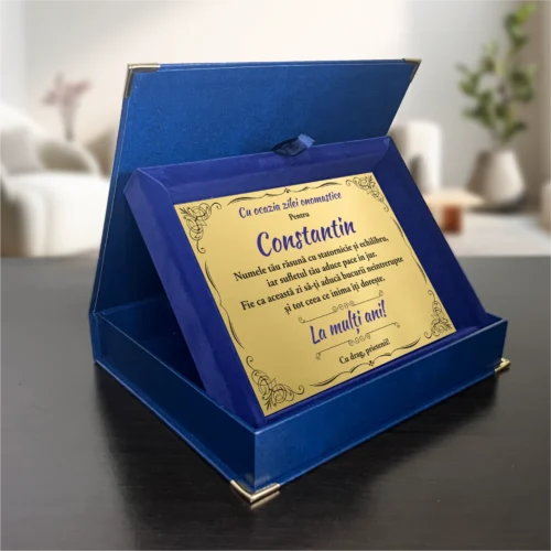 Diplomă din catifea personalizabilă prin imprimare, Aniversarea zilei onomastice, Sf. Constantin [ #1045 ]