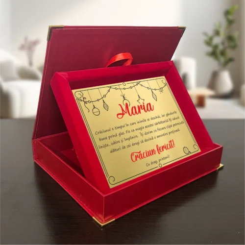 Diplomă din catifea personalizabilă prin imprimare, Cadou de Crăciun [ #1005 ]