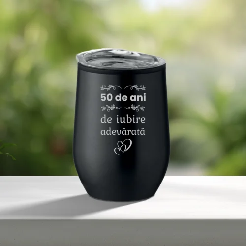 Termos mic personalizabil prin imprimare, Aniversarea căsătoriei de 50 de ani, Nunta de Aur [ #0967 ]