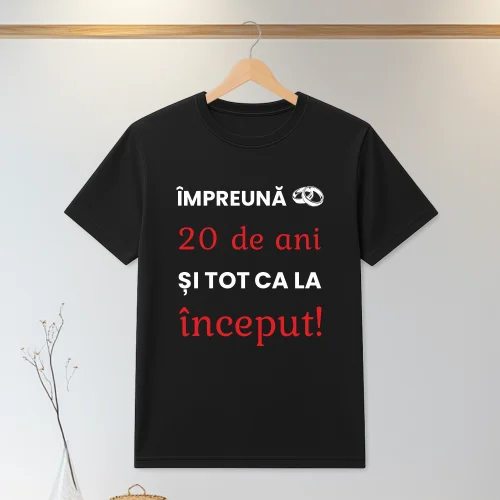 Tricou personalizabil imprimat, cu cauciuc, Aniversarea a 20 de ani de căsătorie [ #0060 ]