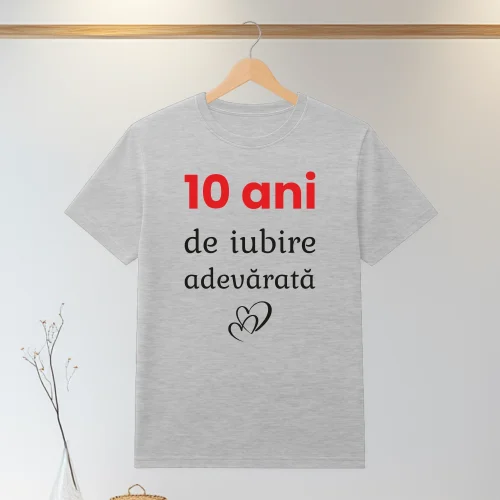 Tricou personalizabil imprimat, cu cauciuc, Aniversarea a 10 ani de căsătorie [ #0121 ]