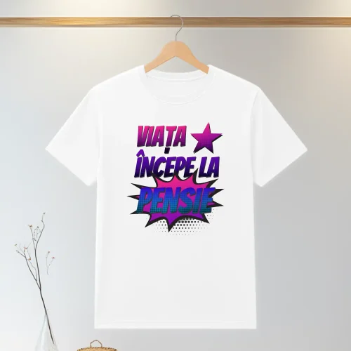 Tricou personalizabil imprimat, cu cauciuc, Cadou pentru Pensionare [ #1314 ]